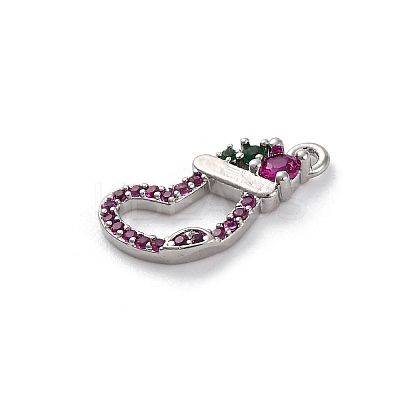 Christmas Series Brass Micro Pave Cubic Zirconia Pendants KK-Q010-01P-01A-1