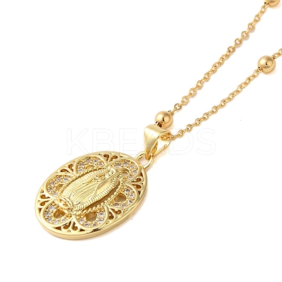 Brass Micro Pave Clear Cubic Zirconia Pendant Necklaces for Women NJEW-S429-03G-03-1