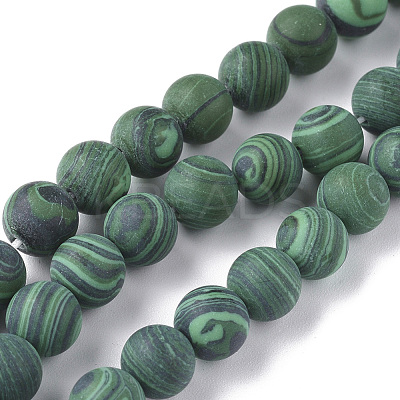 Synthetic Malachite Beads Strands G-F668-19-4mm-1