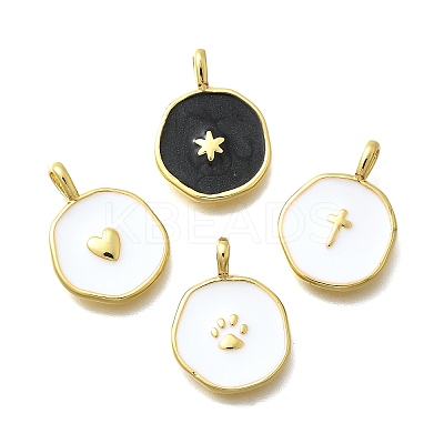 Brass with Enamel Pendants KK-D295-31G-1