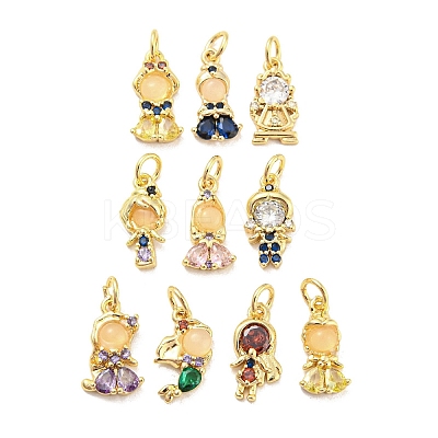 Rack Plating Brass Cubic Zirconia Pendants for Women KK-Q798-01G-1