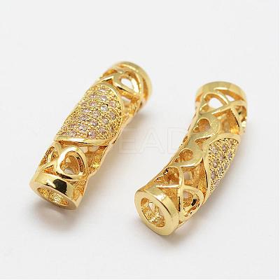 Brass Micro Pave Cubic Zirconia Tube Beads ZIRC-F038-17G-FF-1