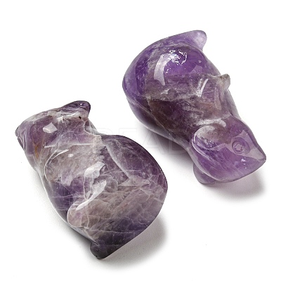 Natural & Synthetic Gemstone Carved Healing Mouse Figurines DJEW-D012-02G-1