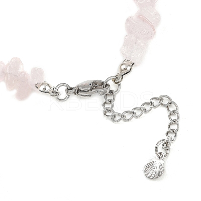 Dyed Synthetic Turquoise Starfish & Natural Rose Quartz Chip Beaded Anklets with 304 Stainless Steel End Chains AJEW-AN00733-01-1