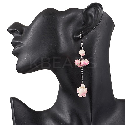 304 Stainless Steel Synthetic Turquoise Tortoise Dangle Earrings EJEW-JE06512-02-1