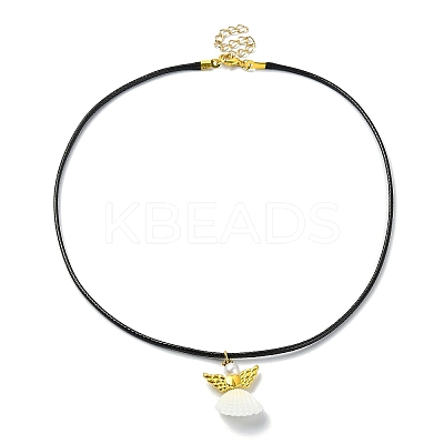 Natural Shell Fairy Pendant Necklace NJEW-JN04612-1