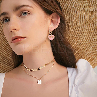 12Pcs 6 Colors Heart with Word Love Enamel Dangle Leverback Earrings EJEW-DC0001-26-1