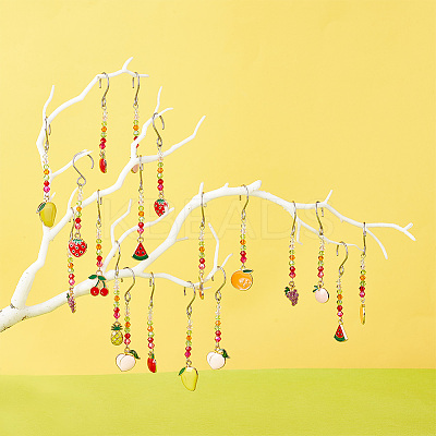 Alloy Enamel Fruit Pendant Decorations HJEW-AB00279-1