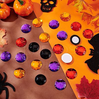 48Pcs 4 Styles Halloween Self-Adhesive Acrylic Rhinestone Stickers STIC-FG0001-06-1