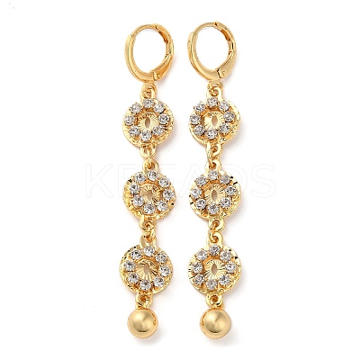 Rhinestone Flat Round Leverback Earrings EJEW-K256-09KCG-1