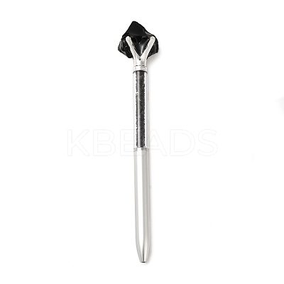 Raw Natural Obsidian Chip on Top Ball-Point Pen LS-AJEW-G063-01D-1
