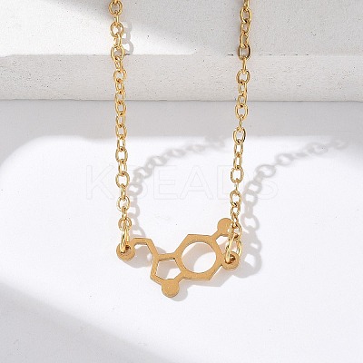 304 Stainless Steel Chemical Symbol Pendant Necklaces NJEW-Z073-03G-04-1