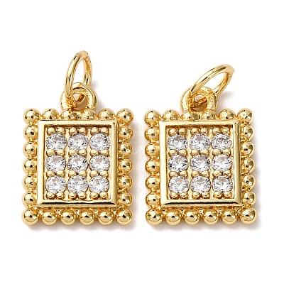 Brass Micro Pave Clear Cubic Zirconia Charms KK-A270-12G-1