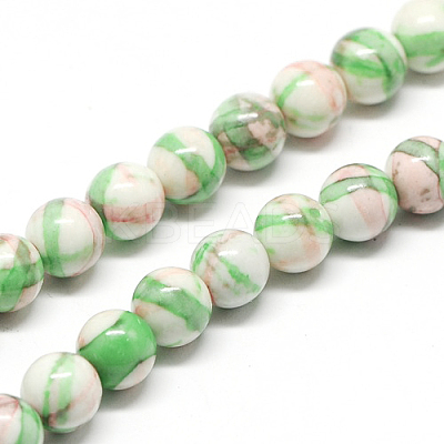 Dyed Round Synthetic Gemstone Ocean White Jade Beads Strands G-F085-10mm-05-1