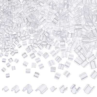 800Pcs 4 Style Transparent AS Plastic Base Buckle Hair Findings FIND-NB0004-37-1