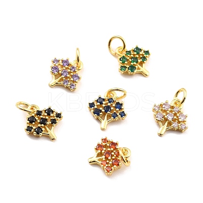 Brass Micro Pave Cubic Zirconia Charms KK-A156-11G-RS-1