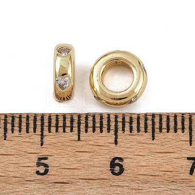 Brass Micro Pave Cubic Zirconia European Beads KK-B150-24G-1