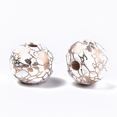 Spray Painted Natural Wooden Beads WOOD-R270-03B-1