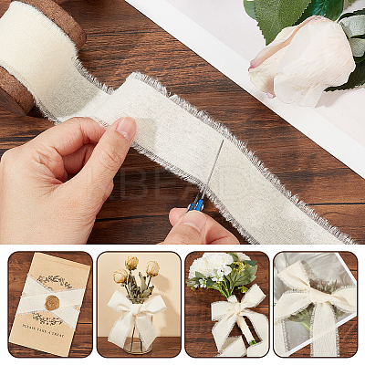 5 Yards Cotton Frayed Fringe Ribbon LS-OCOR-WH0081-37-1
