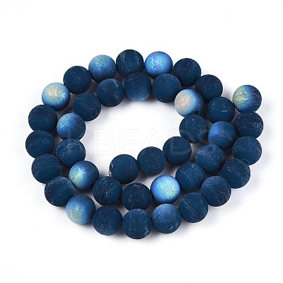 Frosted Opaque Glass Beads Strands GLAA-T032-P10mm-MBB14-1