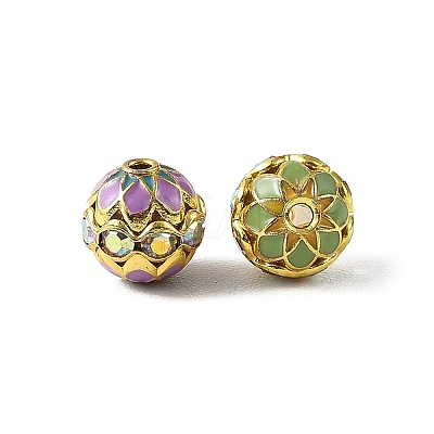 Brass & Alloy & Rhinestone Enamel Beads RB-CBA973B-11C-G-1