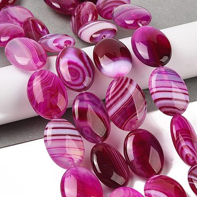 Natural Striped Agate/Banded Agate Beads Strands G-Q182-01-1