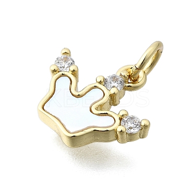 Brass Micro Pave Clear Cubic Zirconia Crown Charms KK-V010-27G-1