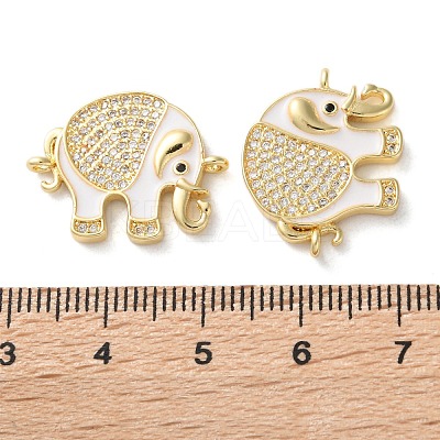 Rack Plating Brass Micro Pave Clear Cubic Zirconia Connector Charms KK-C084-02G-03-1