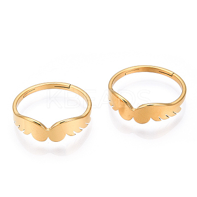 Ion Plating(IP) 304 Stainless Steel Wing Adjustable Ring for Women RJEW-T027-10G-1