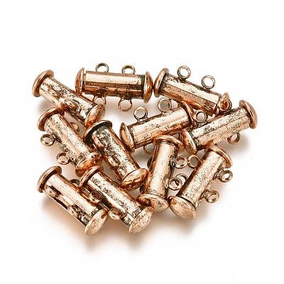 2-Strands 4-Holes Tube Brass Magnetic Slide Lock Clasps X-KK-D472-R-NF-1