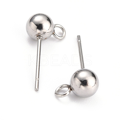 Non-Tarnish 304 Stainless Steel Ball Post Stud Earring Findings STAS-Z035-02P-E-1