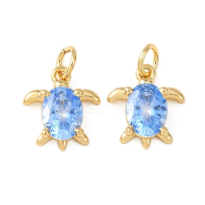 Brass Micro Pave Cubic Zirconia Pendants KK-C143-16G-1