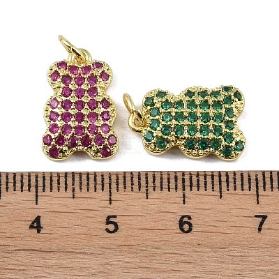 Brass Micro Pave Cubic Zirconia Pendants KK-P266-07G-1