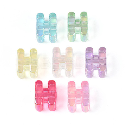 UV Plating Transparent Acrylic European Beads X-OACR-M027-02H-1