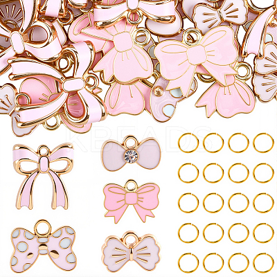 50Pcs Bowknot Alloy Enamel Pendants ENAM-SC0007-10-1