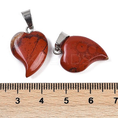 Natural Red Jasper Heart Pendants G-H073-03P-06-1