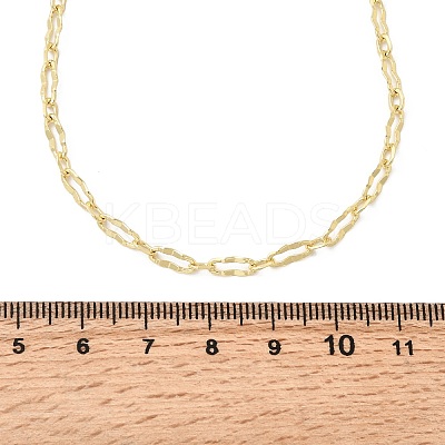 3MM Brass Textured Oval Link Chain Necklaces for Women Men NJEW-F355-01G-1