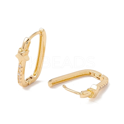 Clear Cubic Zirconia Star Hoop Earrings EJEW-G296-03G-1