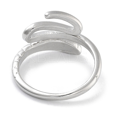 Snake Rack Plating Brass Open Cuff Rings for Women RJEW-Z059-22P-1