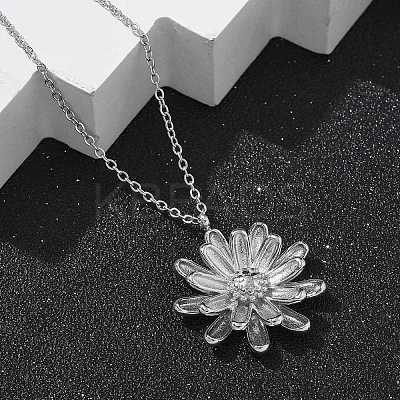 304 Stainless Steel Sunflower Pendant Cable Chain Necklaces for Women NJEW-R011-02P-1