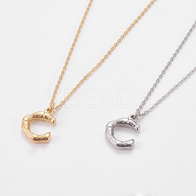 304 Stainless Steel Initial Pendant Necklaces NJEW-L155-14-1