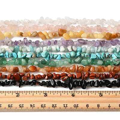 10 Strands 10 Styles Natural & Synthetic Mixed Gemstone Chip Beads Strands G-FS0005-89-1