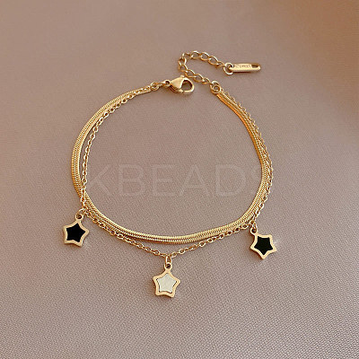 Natural Shell Star Stainless Steel Double-strand Charm Bracelets WGBAFA5-02-1