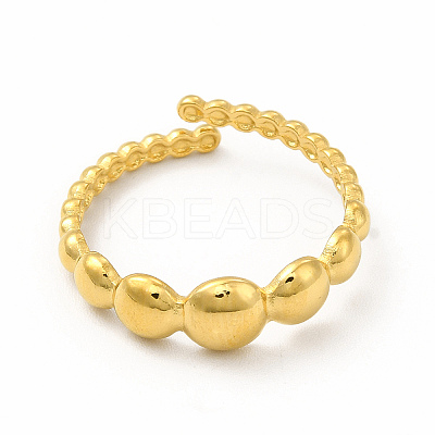 Ion Plating(IP) 304 Stainless Steel Flat Round Open Cuff Ring for Women RJEW-B027-10G-1