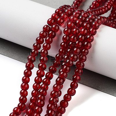 1 Strand Transparent Crackle Glass Round Beads Strands X-CCG-Q001-4mm-18-1