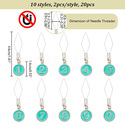 20Pcs 10 Style 304 Stainless Steel Threaders DIY-AB00047-1