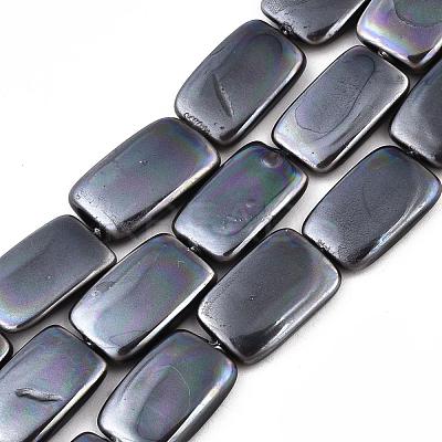 Electroplate Natural Freshwater Shell Beads Strands X-SHEL-R049-027E-1