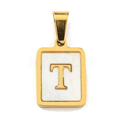 PVD Vacuum Plating 304 Stainless Steel Pave Natural White Shell Pendants STAS-S130-03G-T-1