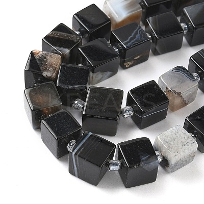 Natural Banded Agate(Dyed & Heated) Beads Strands G-D338-A09-01-1
