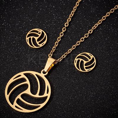 201 Stainless Steel Pendant Necklaces & Stud Earrings Sets FS-WGB00D6-05-1